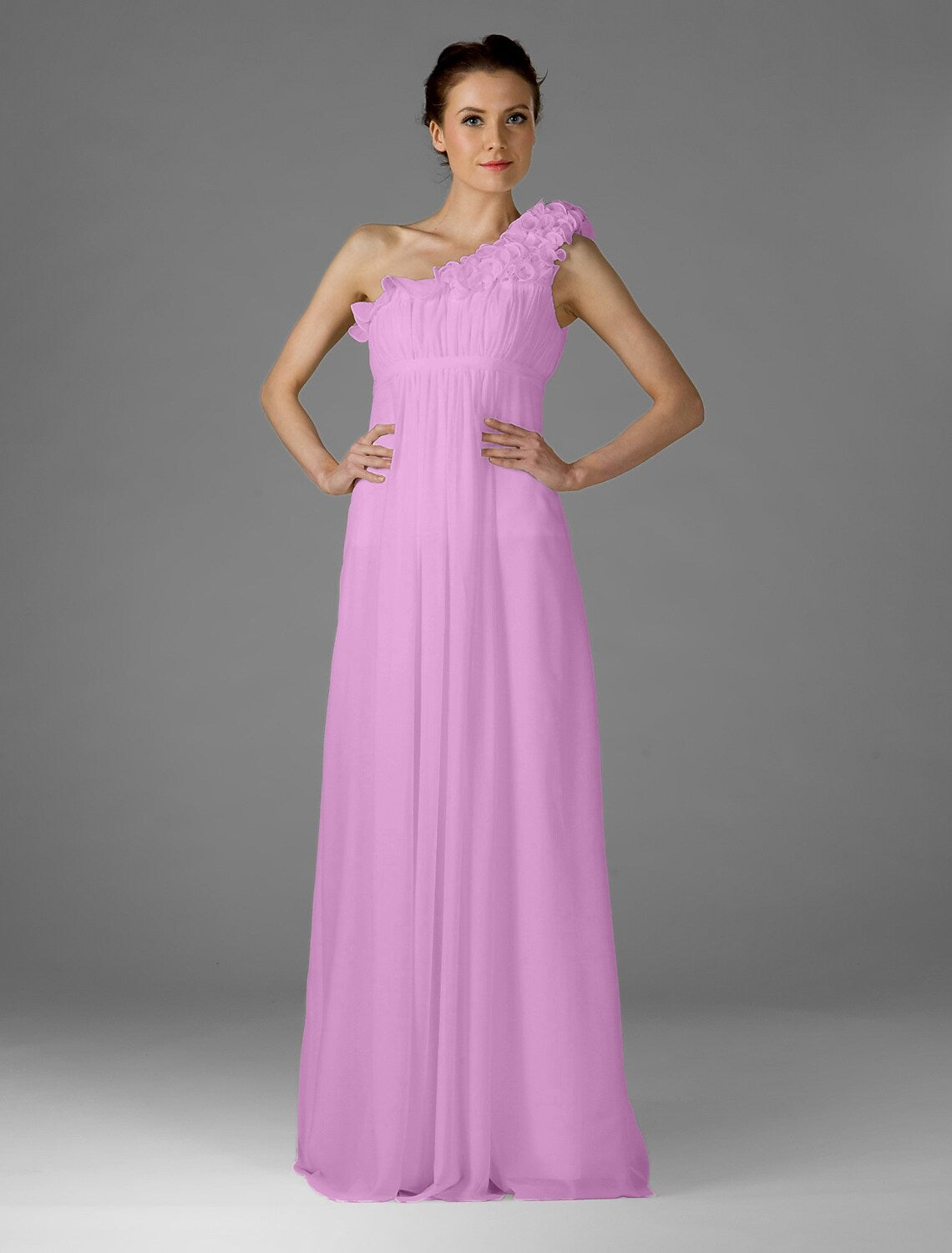 Bridesmaid Dress One Shoulder Sleeveless Elegant Floor Length