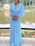 Jumpsuit / Pantsuit Mother of the Bride Dress Formal Wedding Guest Elegant V Neck Floor Length Long Sleeve with Pleats Ruched