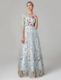 Evening Gown Elegant Dress Floor Length Sleeve with Embroidery