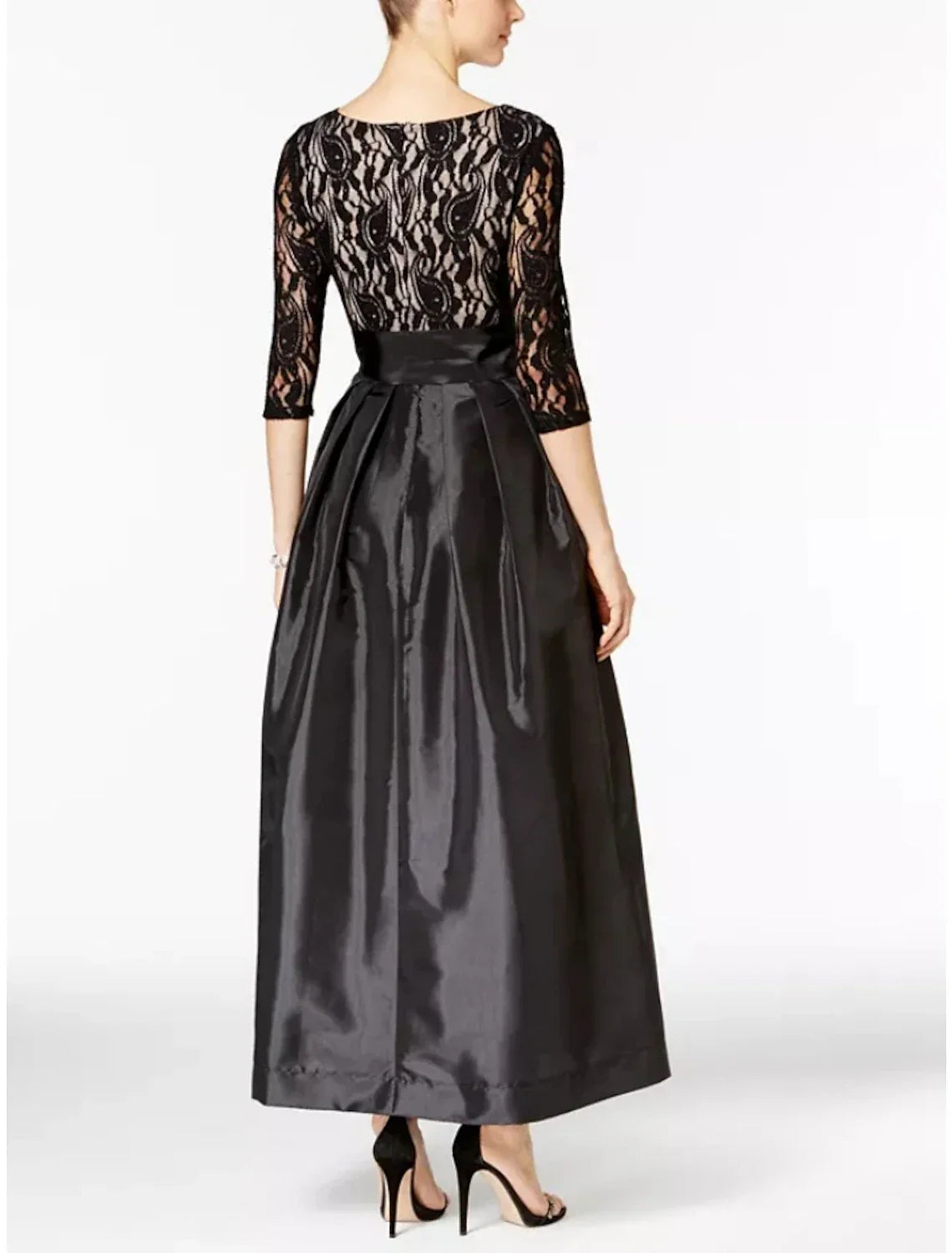 Mother of the Bride Dress Wedding Guest Elegant Scoop Neck Ankle Length Half Sleeve with Bow(s) Ruching