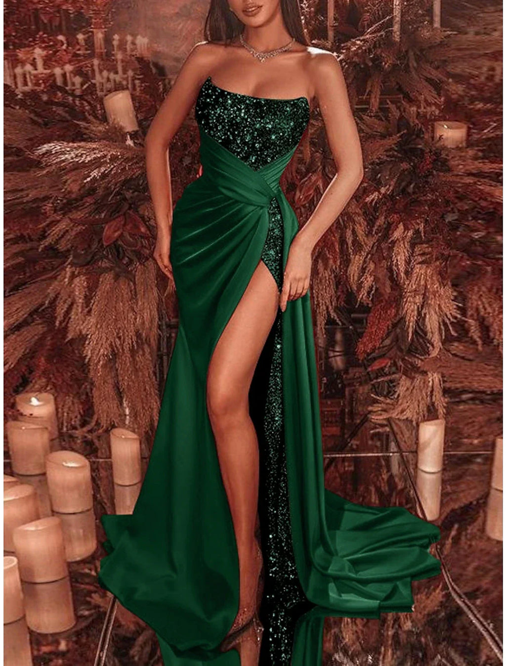 Black Sheath Dress Evening Gown Celebrity Style Dress Formal Court Train Sleeveless Strapless with Ruched