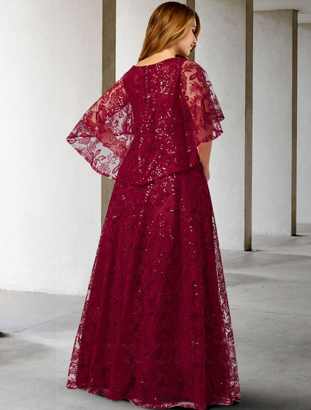 Mother of the Bride Dress Plus Size Elegant Floor Length Half Sleeve No with Appliques