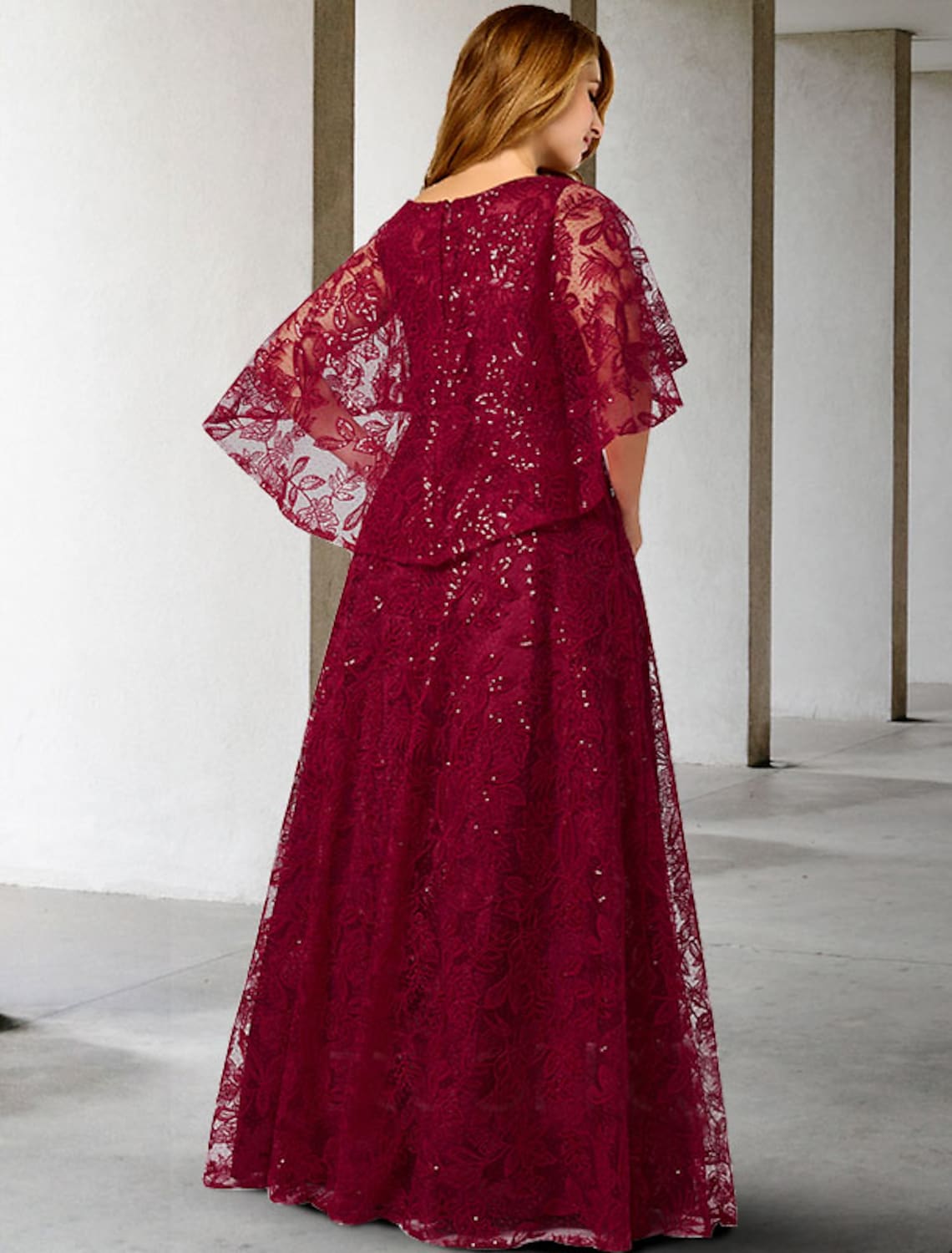 Mother of the Bride Dress Plus Size Elegant Floor Length Half Sleeve No with Appliques