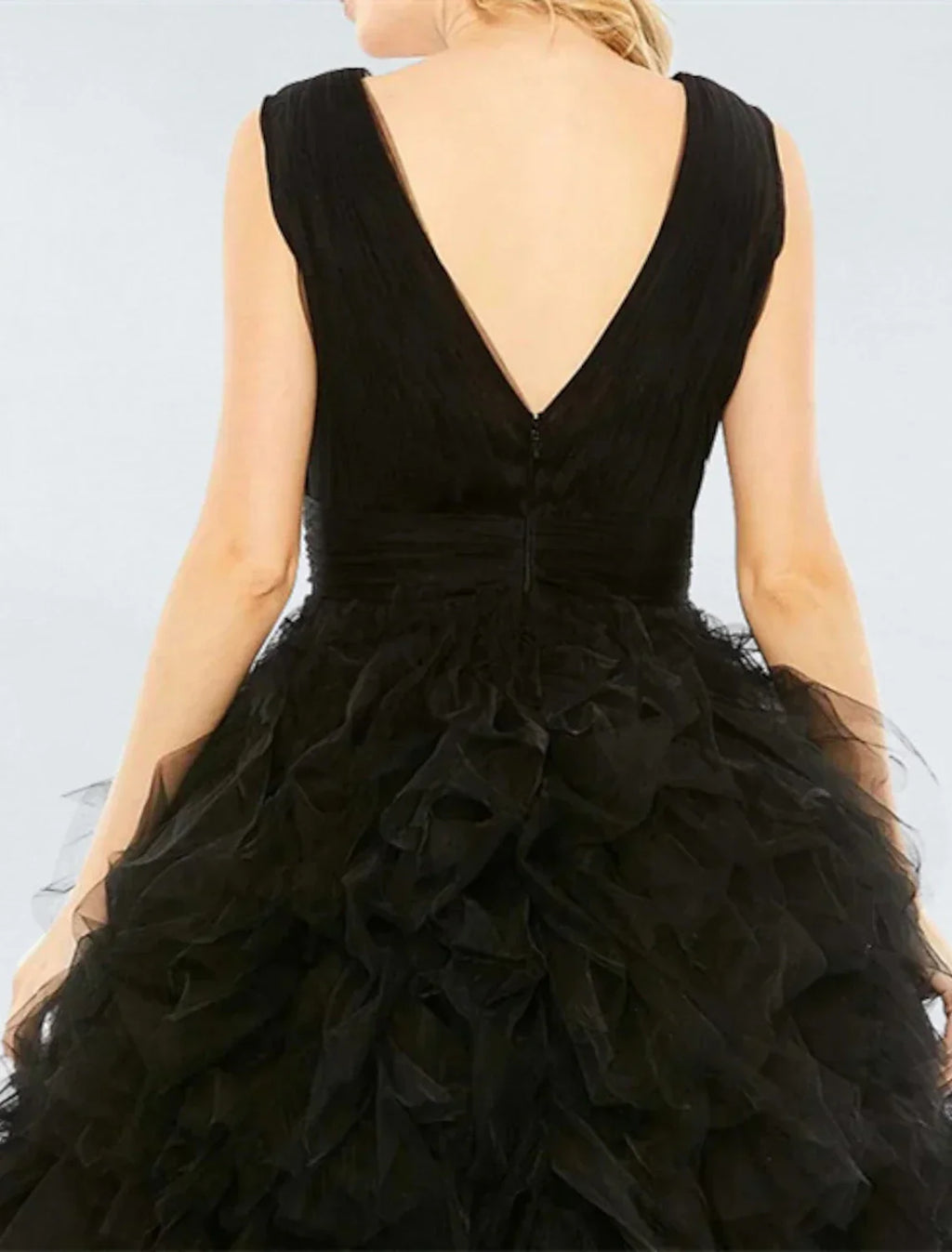 Black Ball Gown Prom Dress Plus Size Vintage Dress Wedding Party Birthday Tea Length Sleeveless V Neck with Pleats