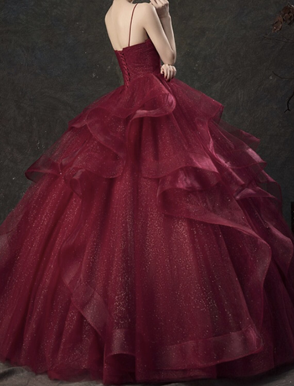 Ball Gown Glittering Luxurious Quinceanera Engagement Valentine's Day Dress V Neck Sleeveless Floor Length with Tier