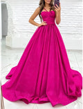 Evening Gown Elegant Dress Formal Court Train Sleeveless Sweetheart with Pleats