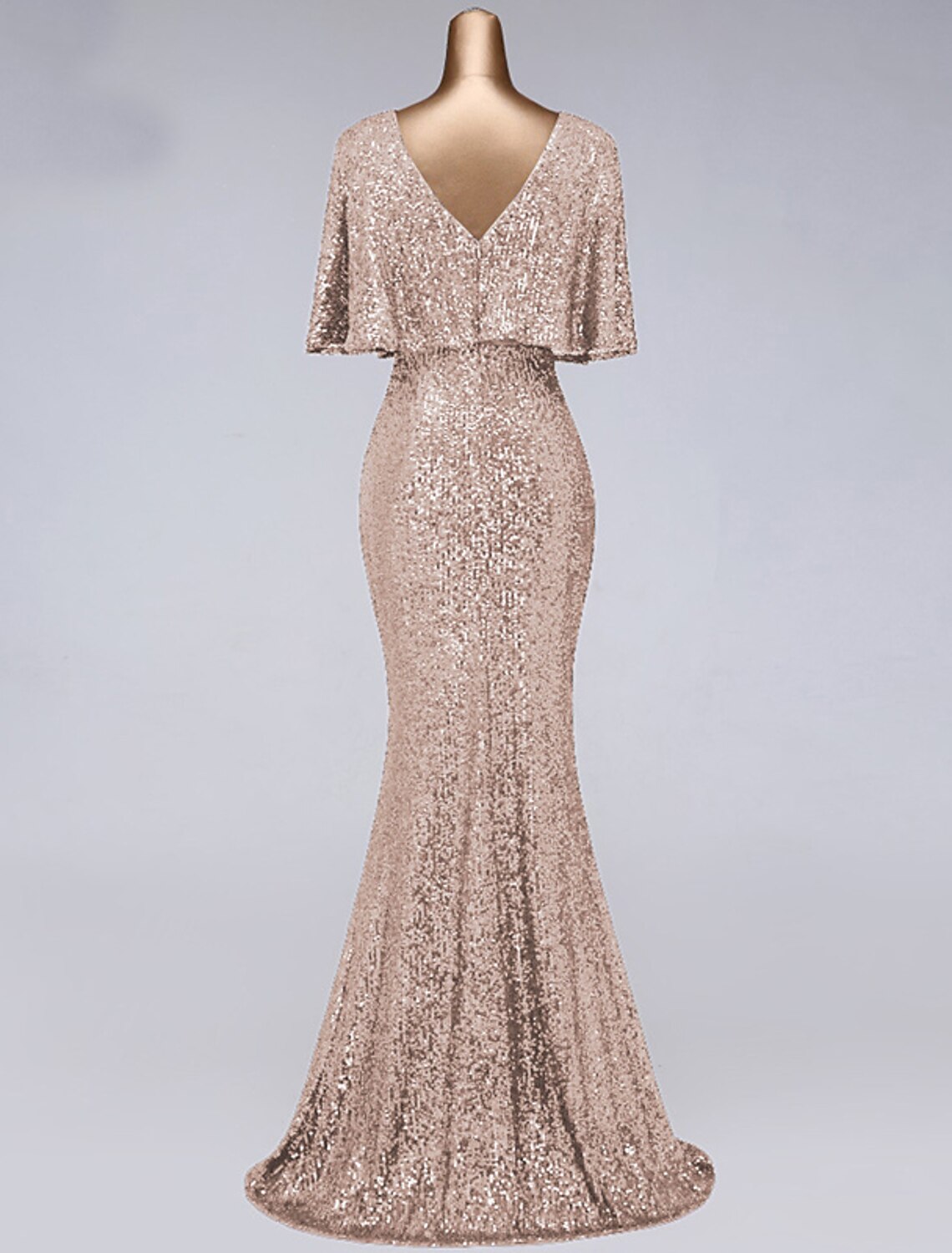 Mermaid / Trumpet Prom Dresses Sparkle Dress Wedding Guest Floor Length Half Sleeve Illusion Neck with Ruffles