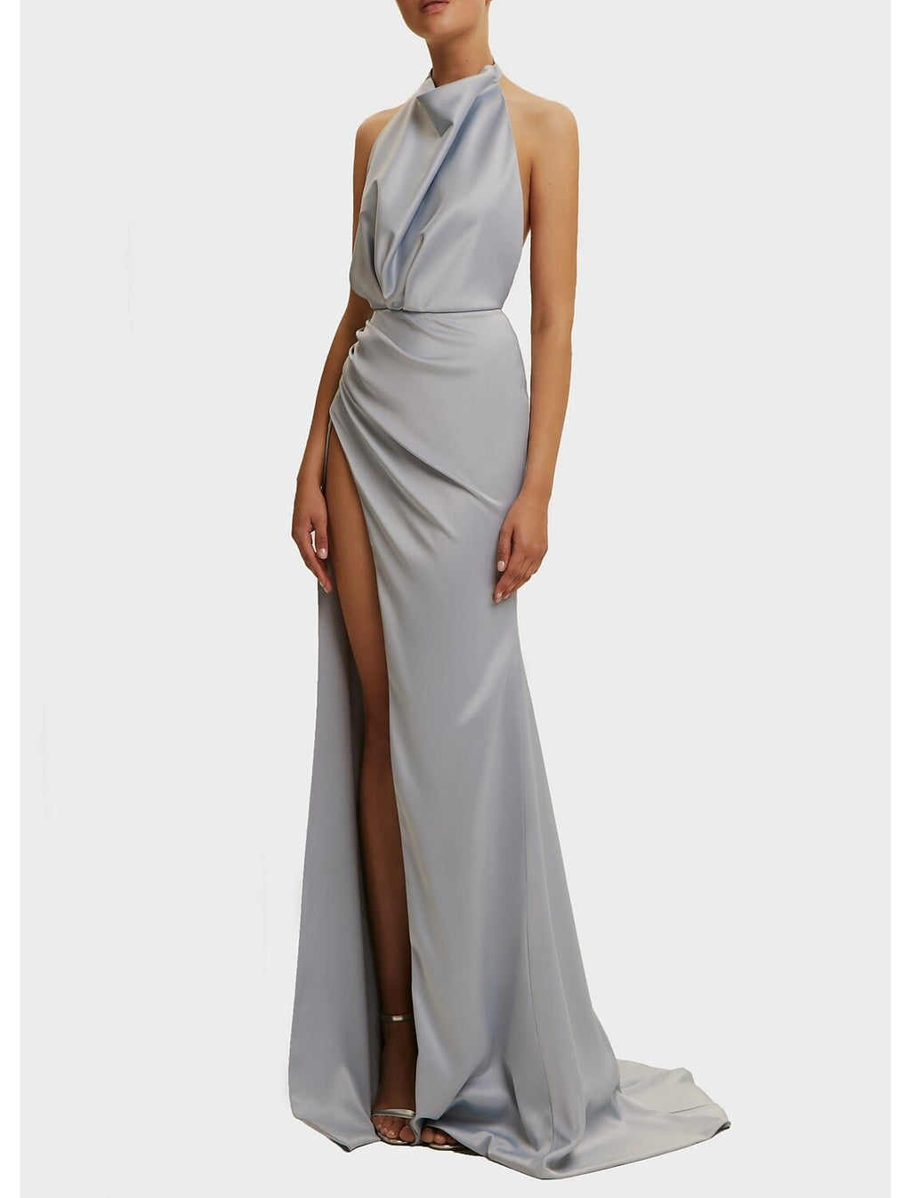 Sheath / Column Prom Dresses Elegant Dress Prom Court Train Sleeveless Halter Neck Fall Wedding Guest with Slit Pure Color