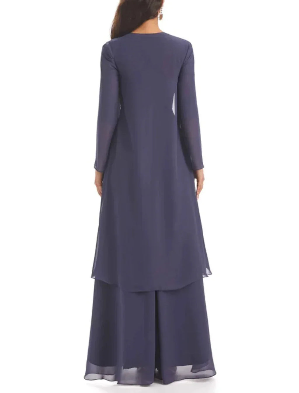 Two Piece A-Line Mother of the Bride Dress Wedding Guest Elegant Sweetheart Asymmetrical Ankle Length Long Sleeve with Crystal Brooch Ruching Solid Color