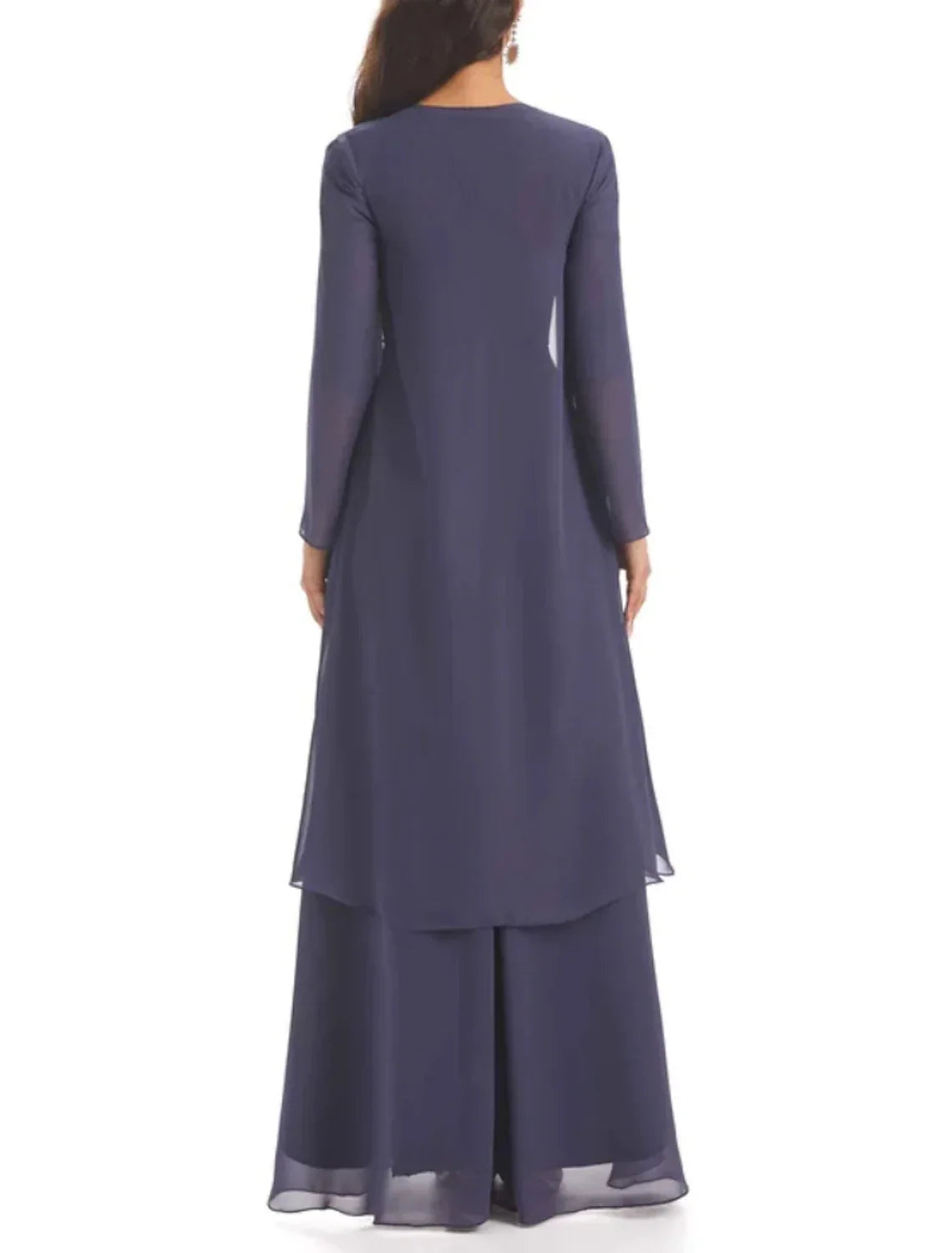 Two Piece A-Line Mother of the Bride Dress Wedding Guest Elegant Sweetheart Asymmetrical Ankle Length Long Sleeve with Crystal Brooch Ruching Solid Color
