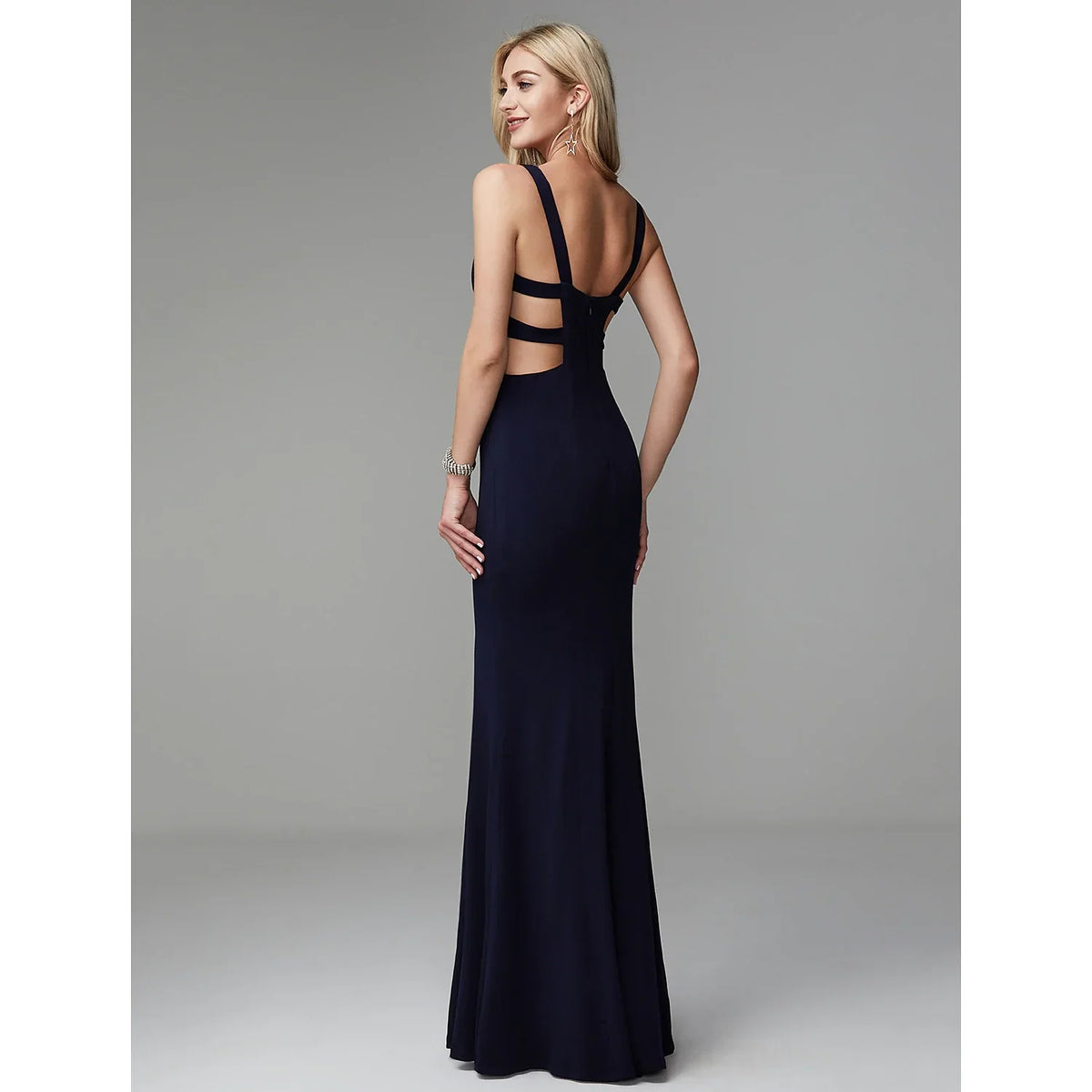Elegant Red Mermaid V-Neck Sleeveless Classic-Back Floor-Length Prom Dress
