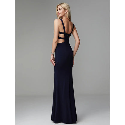 Elegant Red Mermaid V-Neck Sleeveless Classic-Back Floor-Length Prom Dress