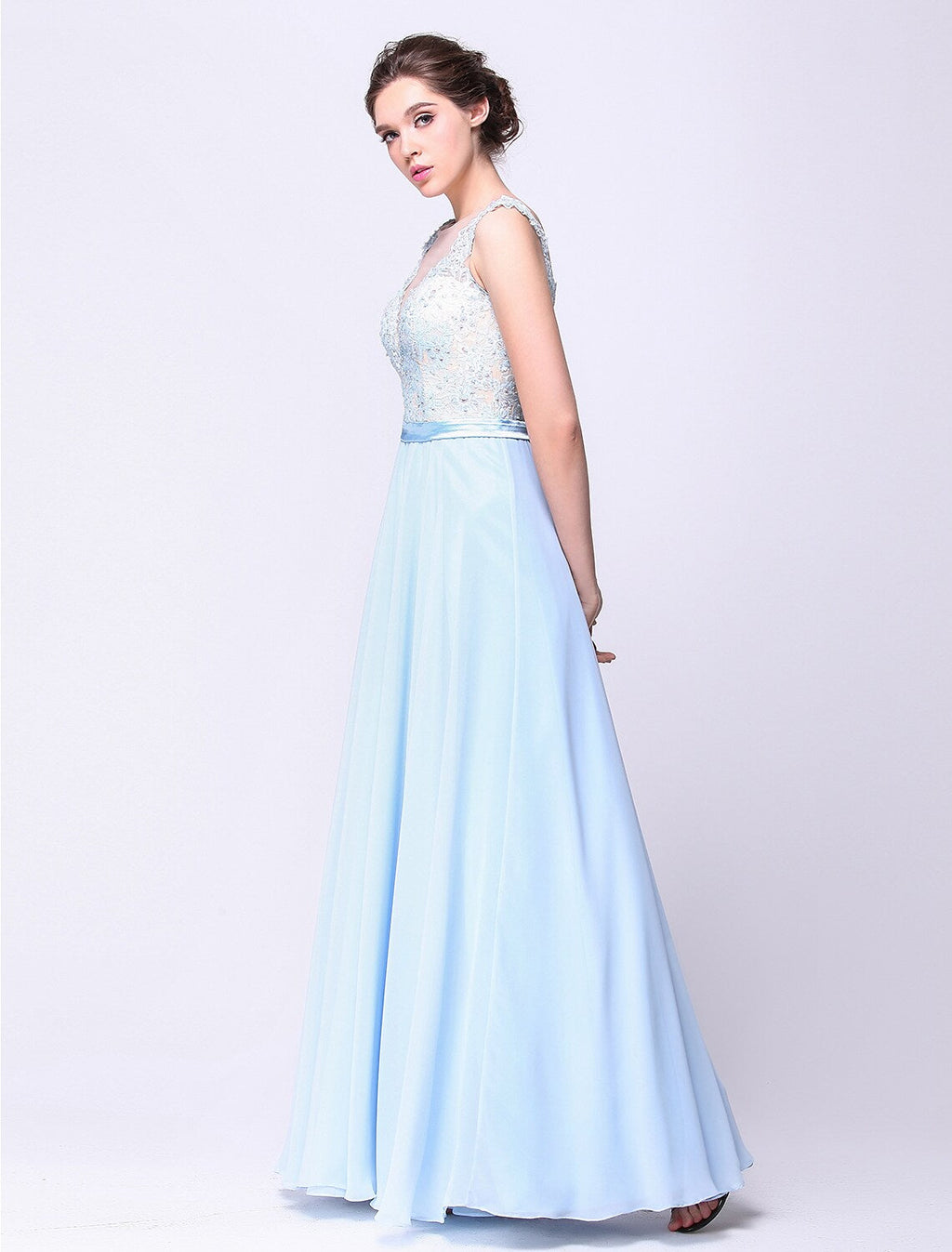 Open Back Dress Holiday Floor Length Sleeveless Beading Appliques