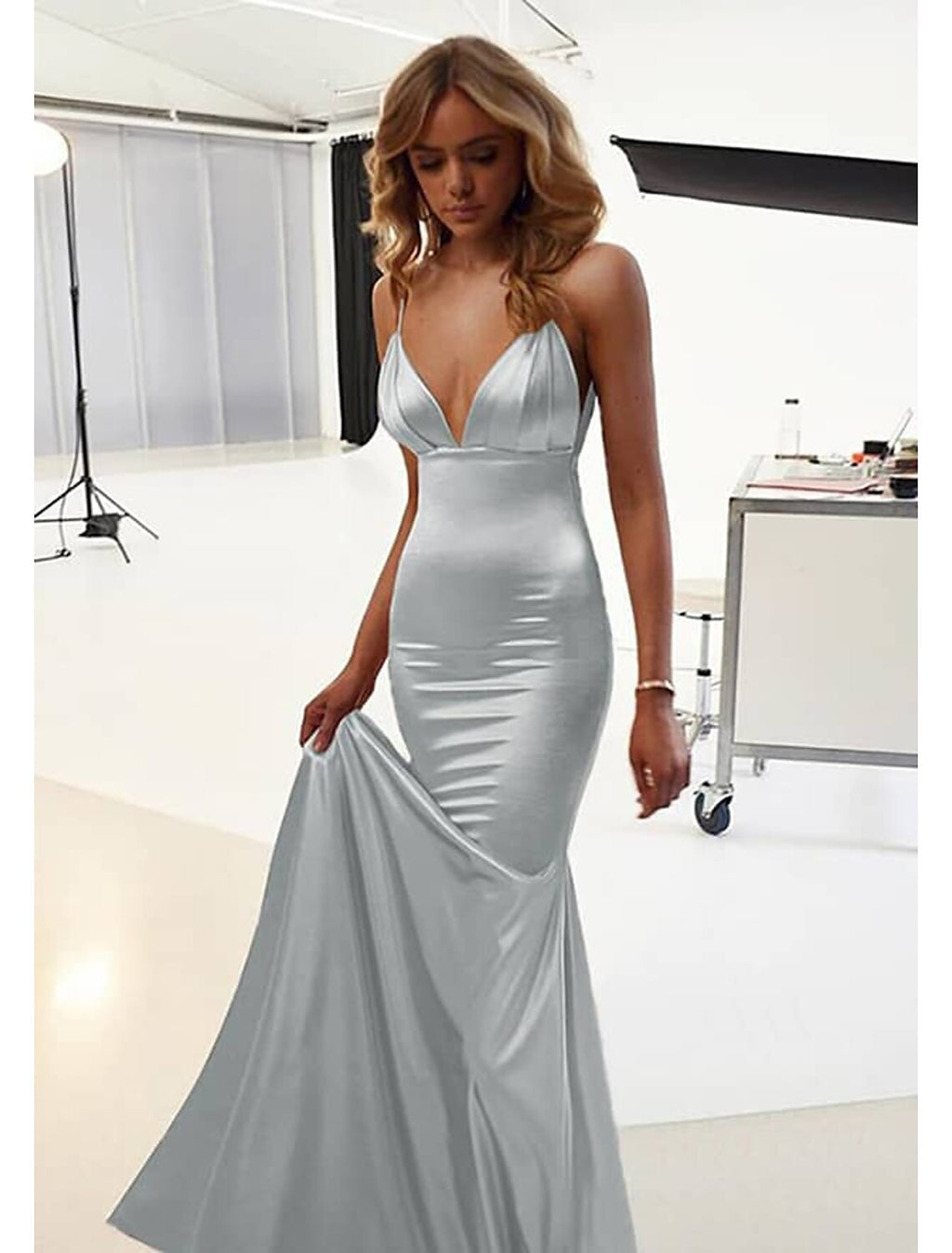 Mermaid / Trumpet Wedding Guest Dresses Sexy Dress Prom Floor Length Sleeveless Spaghetti Strap Backless with Ruched