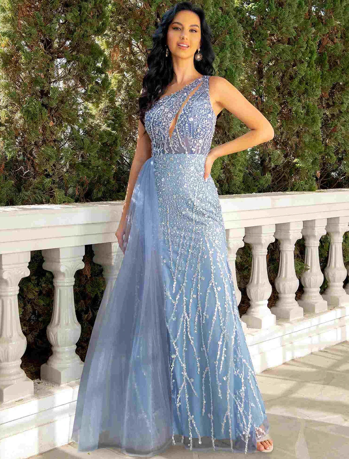 Mermaid / Trumpet Evening Gown Cut Out Dress Wedding Party Floor Length Sleeveless One Shoulder