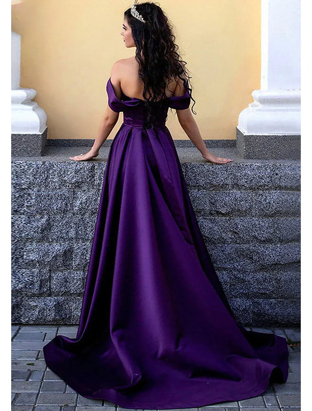 Princess Dress Formal Sweep / Brush Train Sleeveless Off Shoulder with Pleats Slit