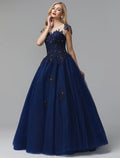 Ball Gown Prom Dresses Sparkle Dress Long Sleeve Off Shoulder with Beading