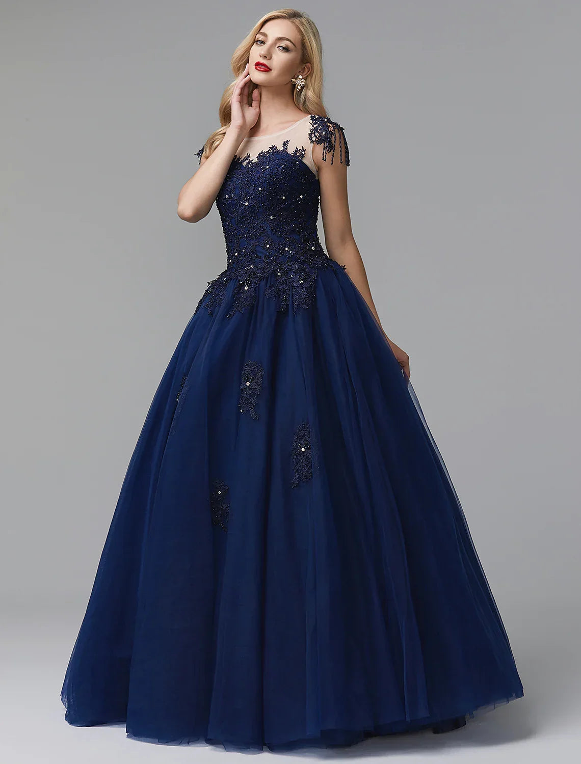 Ball Gown Prom Dresses Sparkle Dress Long Sleeve Off Shoulder with Beading