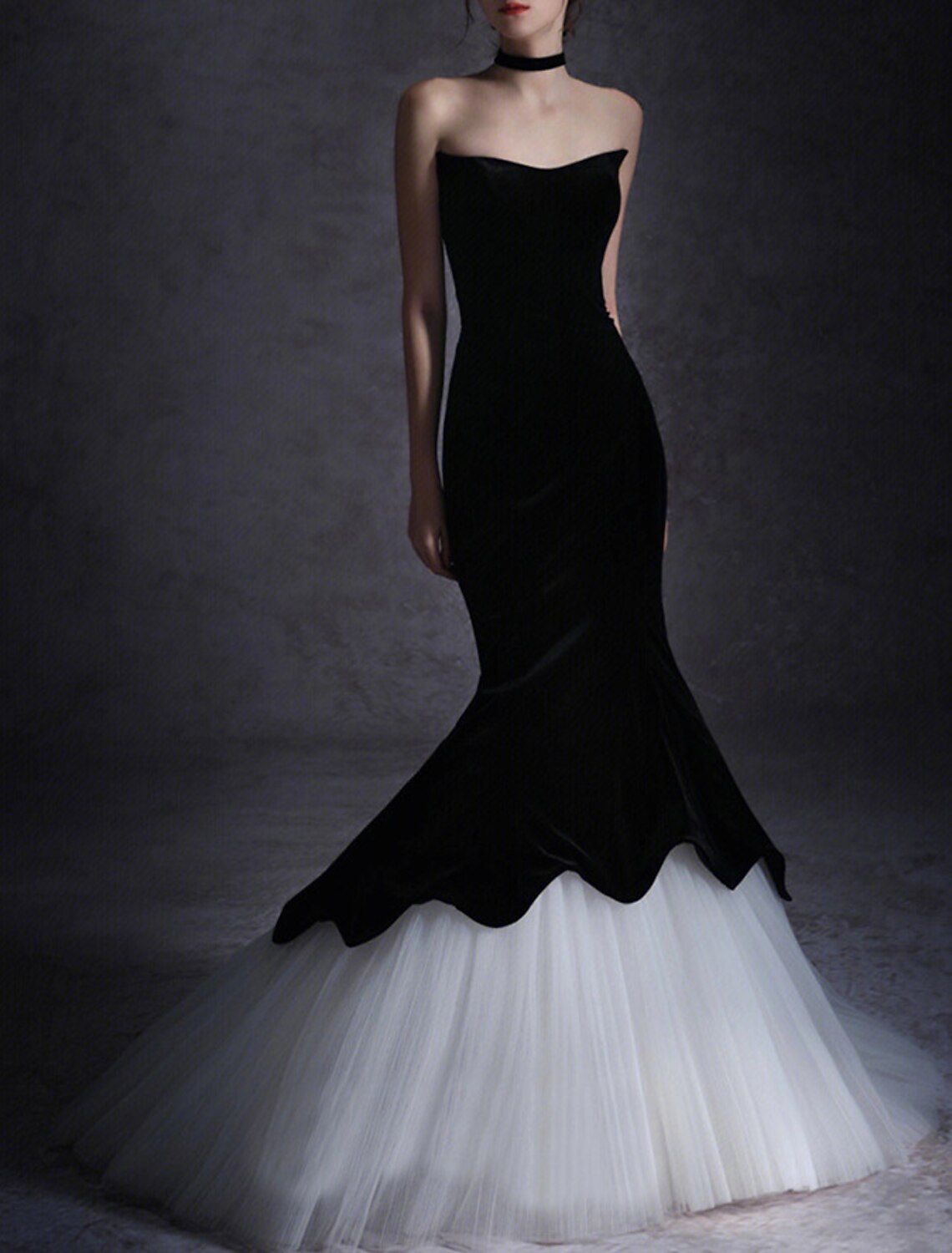 Mermaid / Trumpet Evening Gown Elegant Dress Formal Wedding Party Floor Length Sleeveless Strapless with Fringe