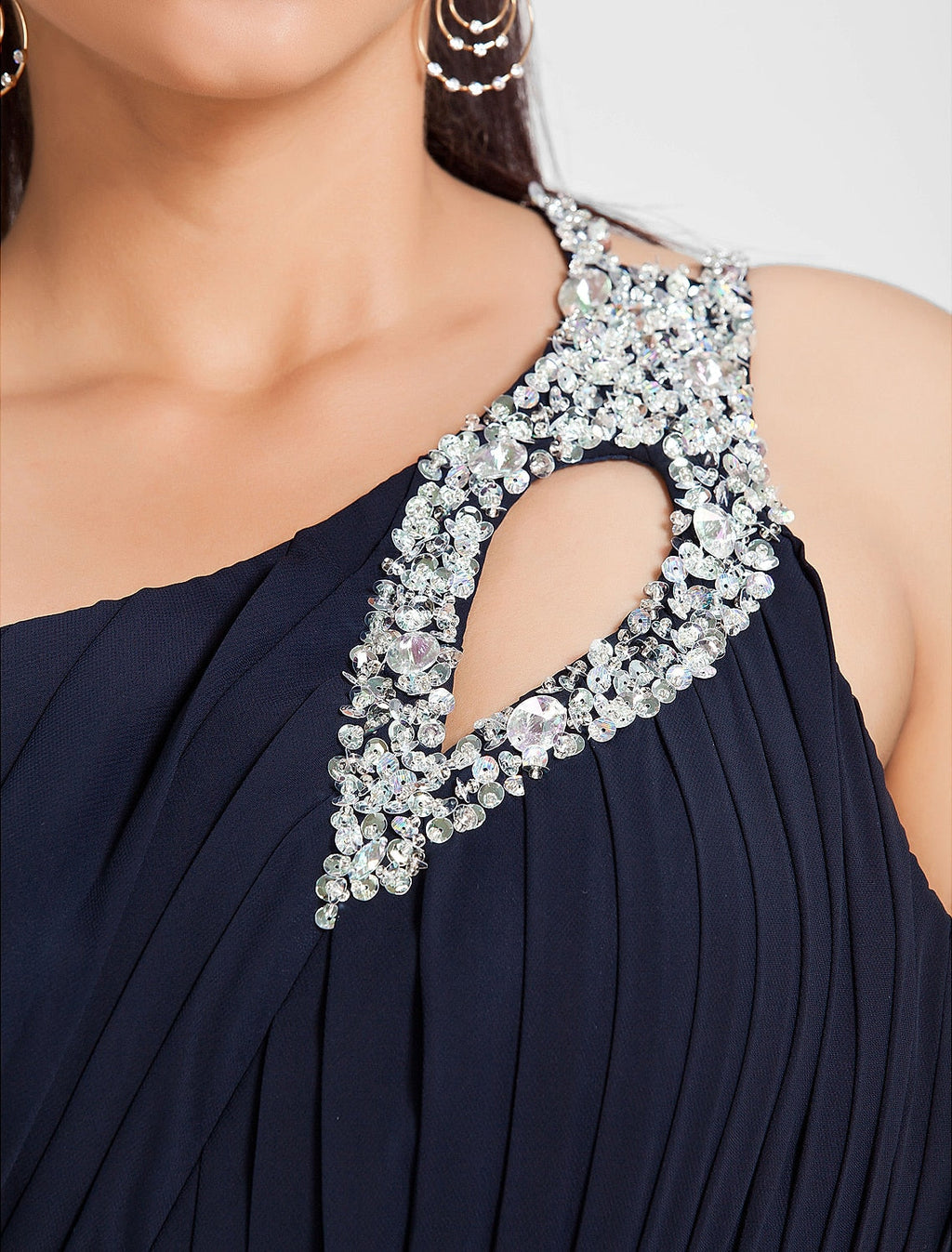 Cut Out Dress Wedding Guest Sweep / Brush Train Sleeveless One Shoulder with Ruched Beading