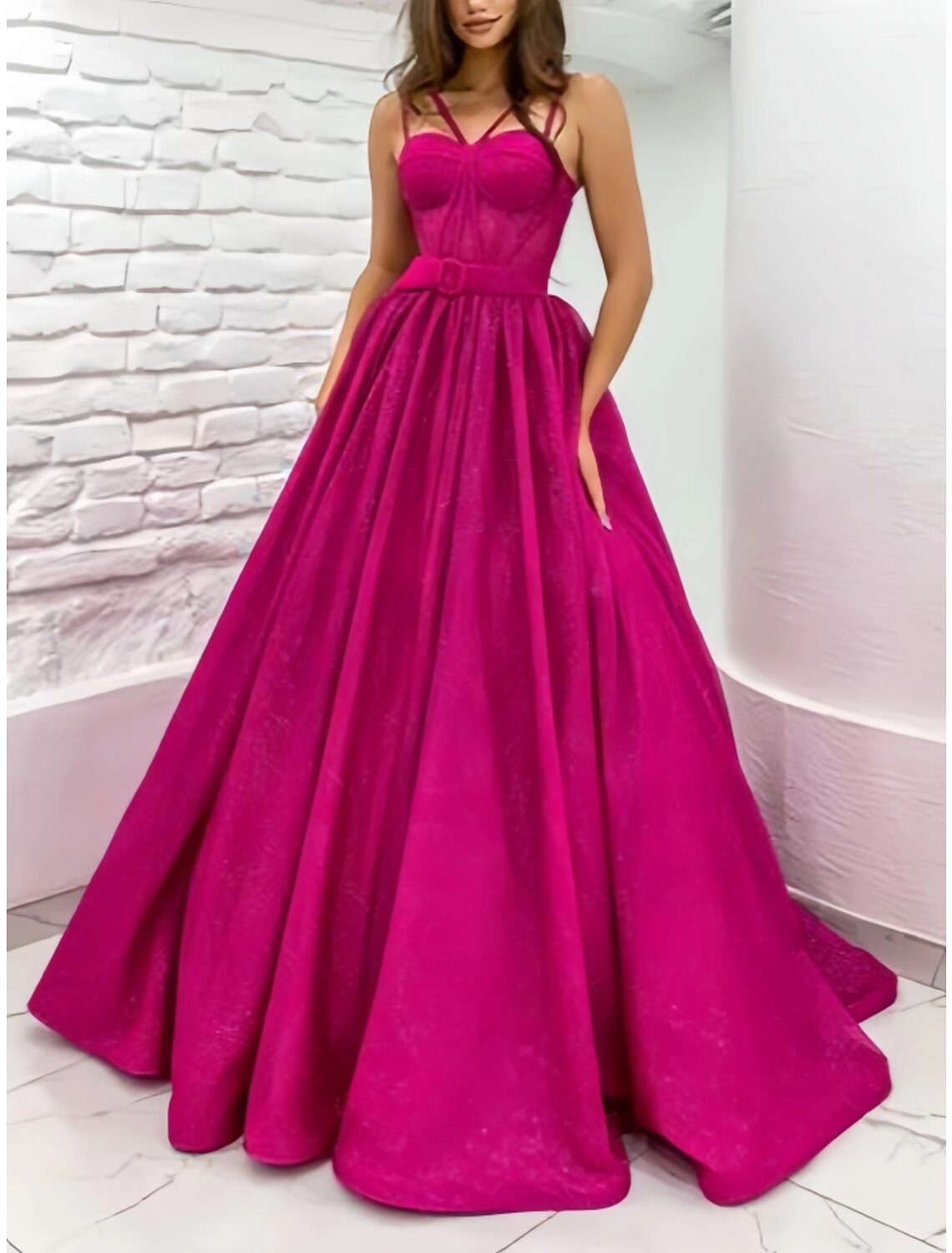 Evening Gown Elegant Dress Formal Court Train Sleeveless Sweetheart with Pleats