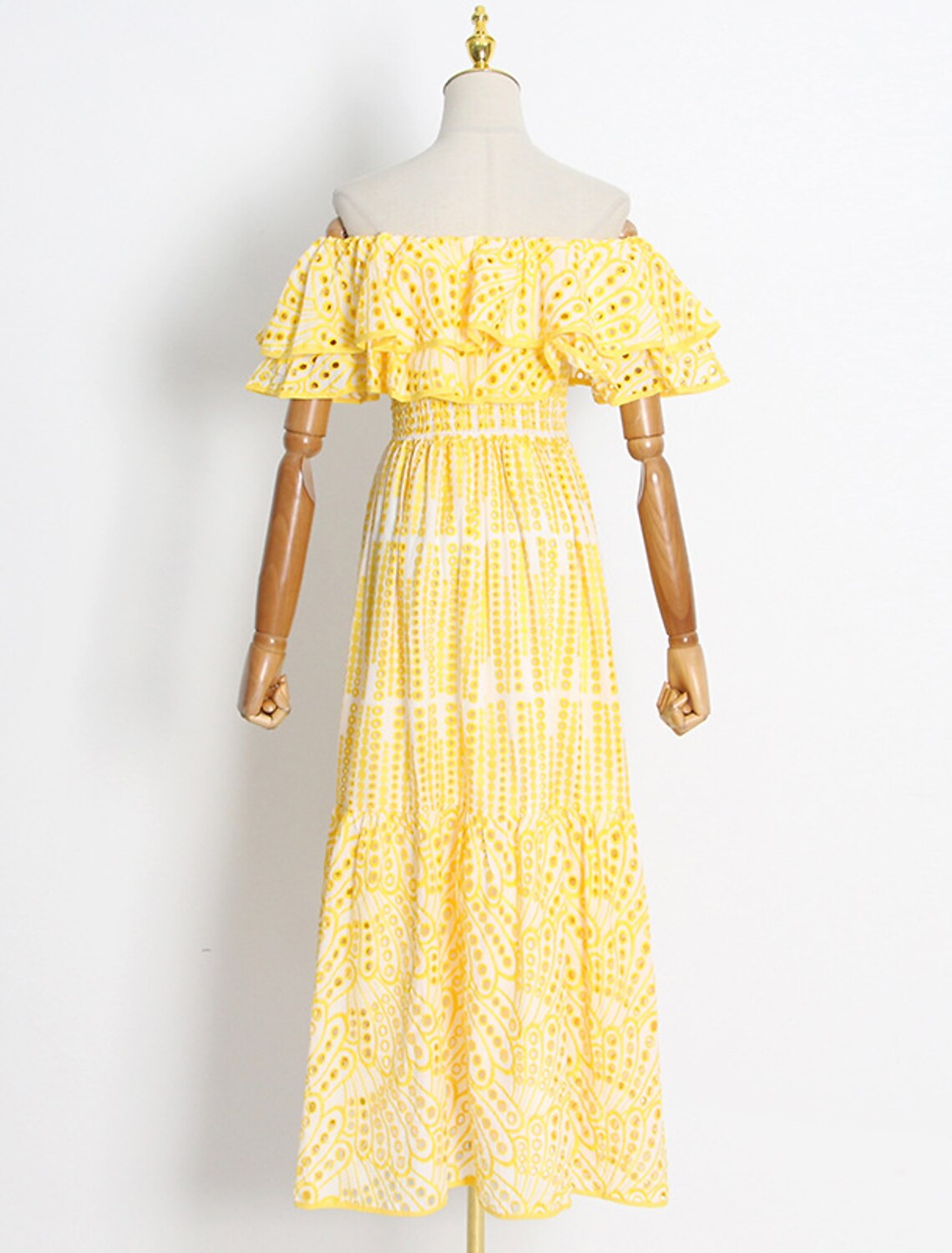 Wedding Guest Dresses Casual Dress Holiday Summer Ankle Length Short Sleeve Off Shoulder with Ruffles Embroidery