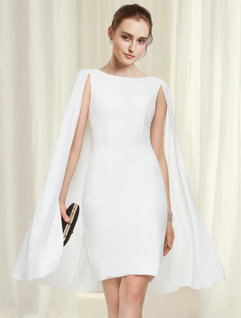 Sheath / Column Cocktail Dresses Minimalist Dress Party Wear Wedding Guest Knee Length Sleeveless Jewel Neck with Sleek