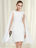 Sheath / Column Cocktail Dresses Minimalist Dress Party Wear Wedding Guest Knee Length Sleeveless Jewel Neck with Sleek