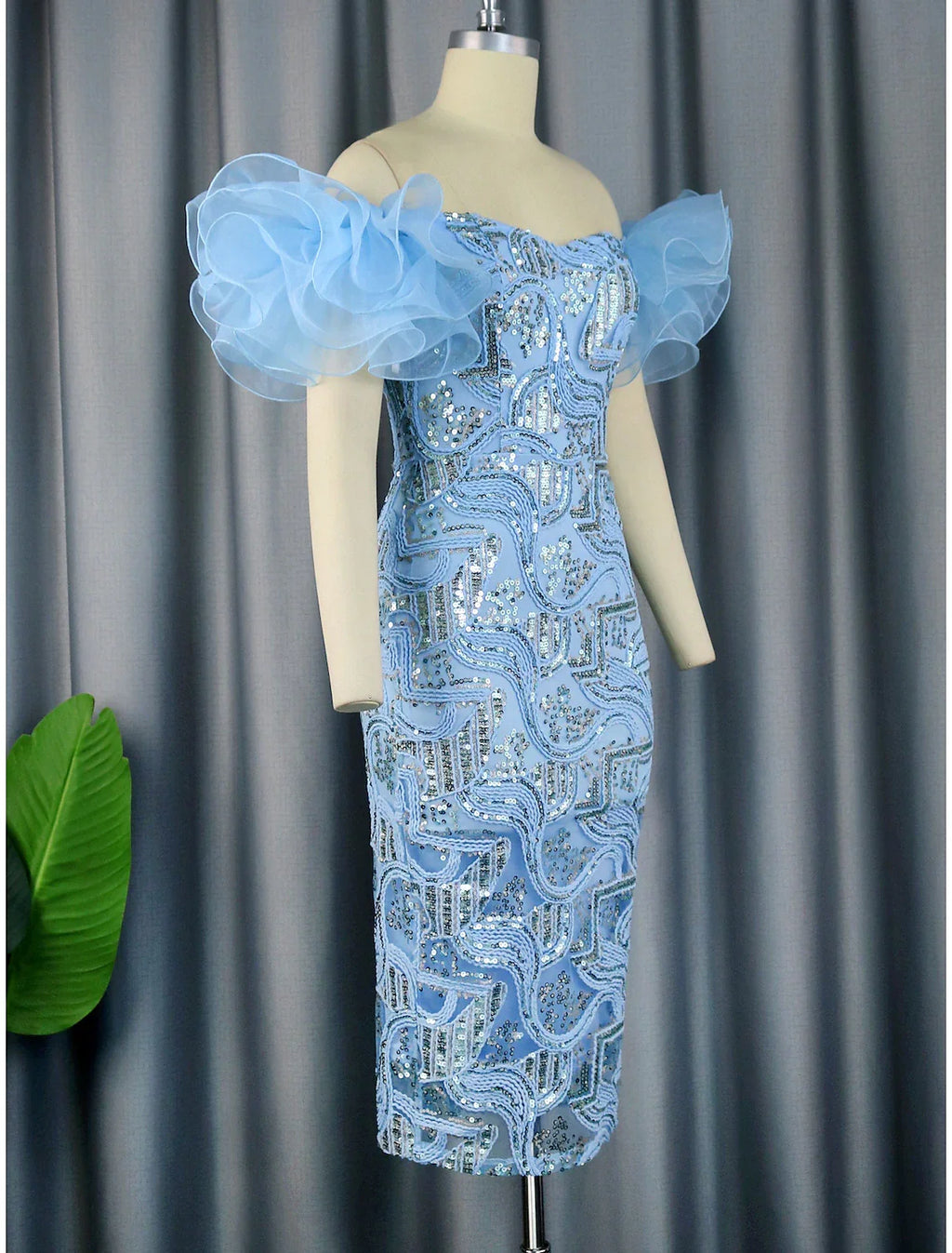 Sheath / Column Party Dresses Floral Dress Cocktail Party Wedding Party Tea Length Sleeveless Off Shoulder
