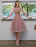 Cocktail Dresses Party Dress Engagement Knee Length 3/4 Length Sleeve Jewel Neck with Appliques