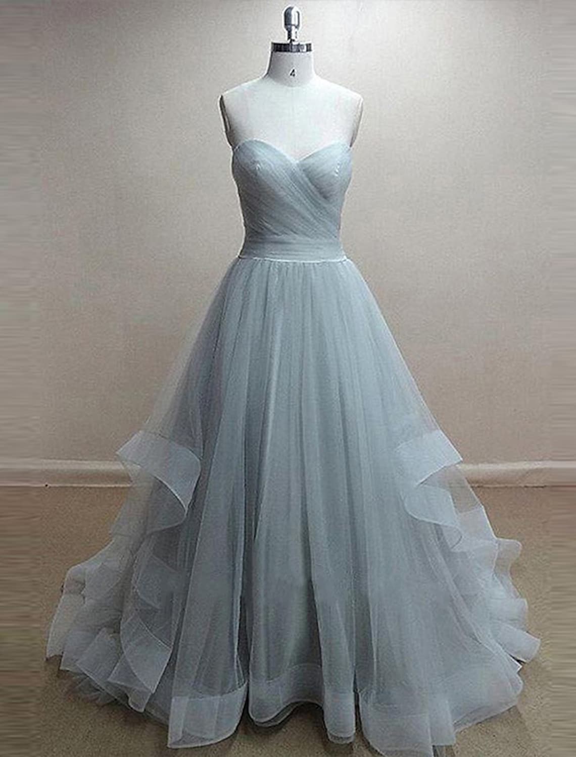 Engagement Prom Dress Neckline Sleeveless with Pleats Ruffles