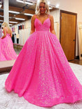 Sparkle & Shine Dress Formal Prom Sweep / Brush Train Sleeveless V Neck Backless with Pleats
