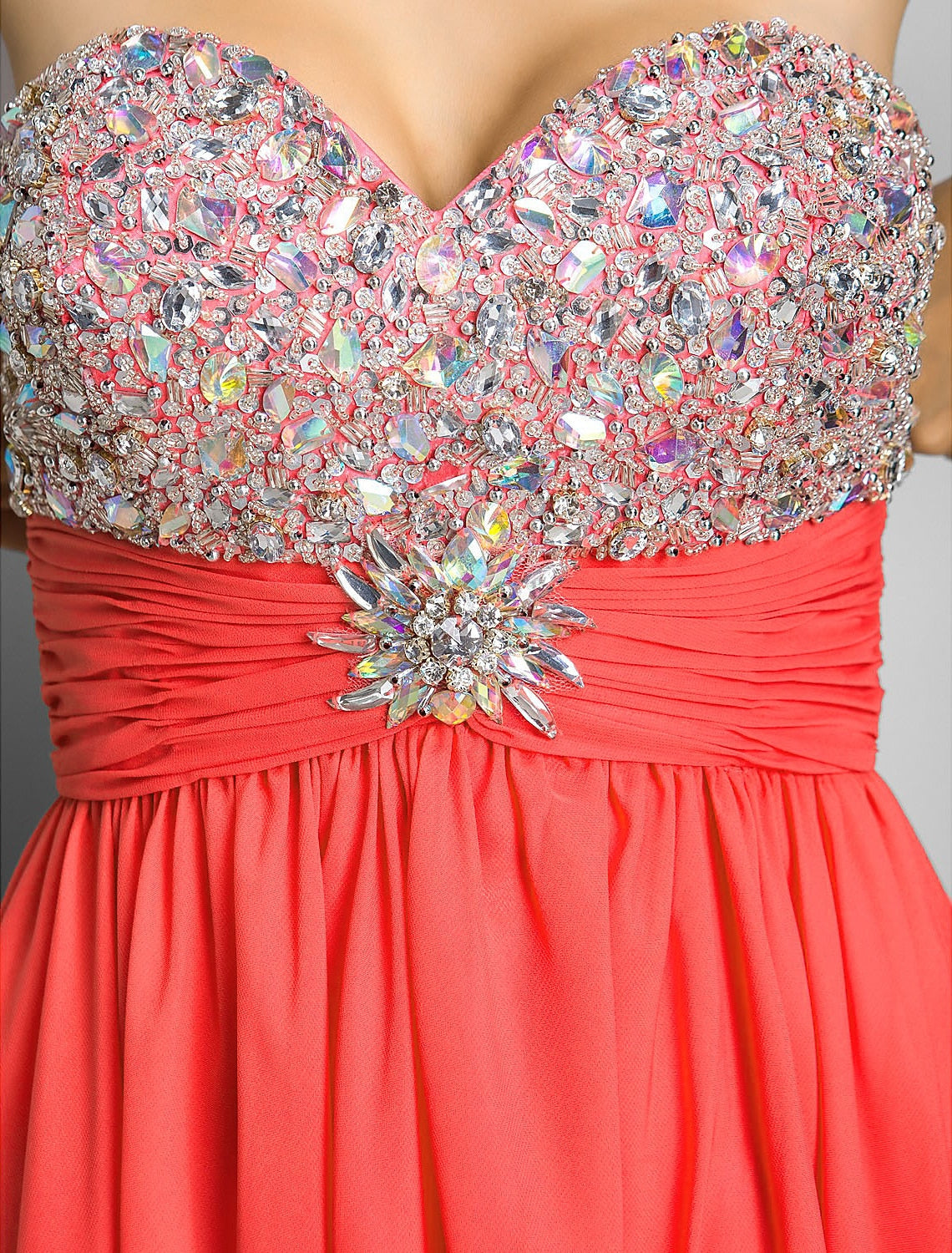 Pink Wedding Guest Cocktail Party Short / Mini Sleeveless Sweetheart Dress with Ruched Crystals Beading