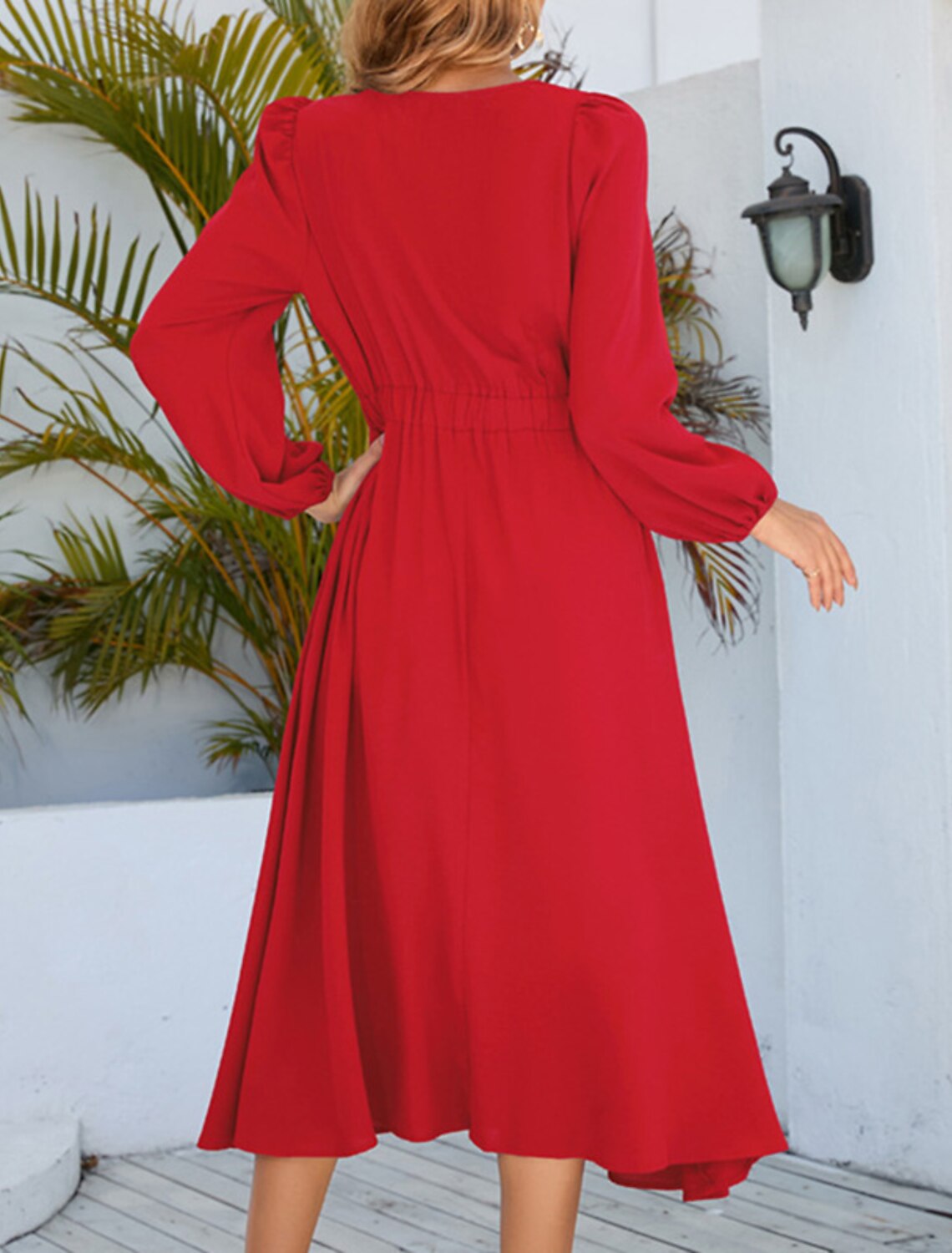 Cocktail Dresses Party Dress Wedding Guest Cocktail Party Tea Length Long Sleeve Jewel Neck Spandex with Ruched