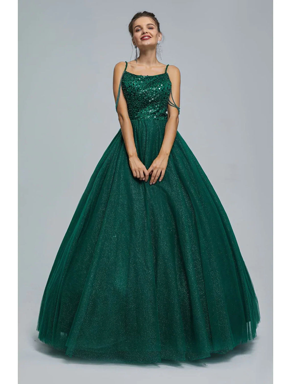 Sparkle Shine Dress Graduation Floor Length Sleeveless Strap with Pearls