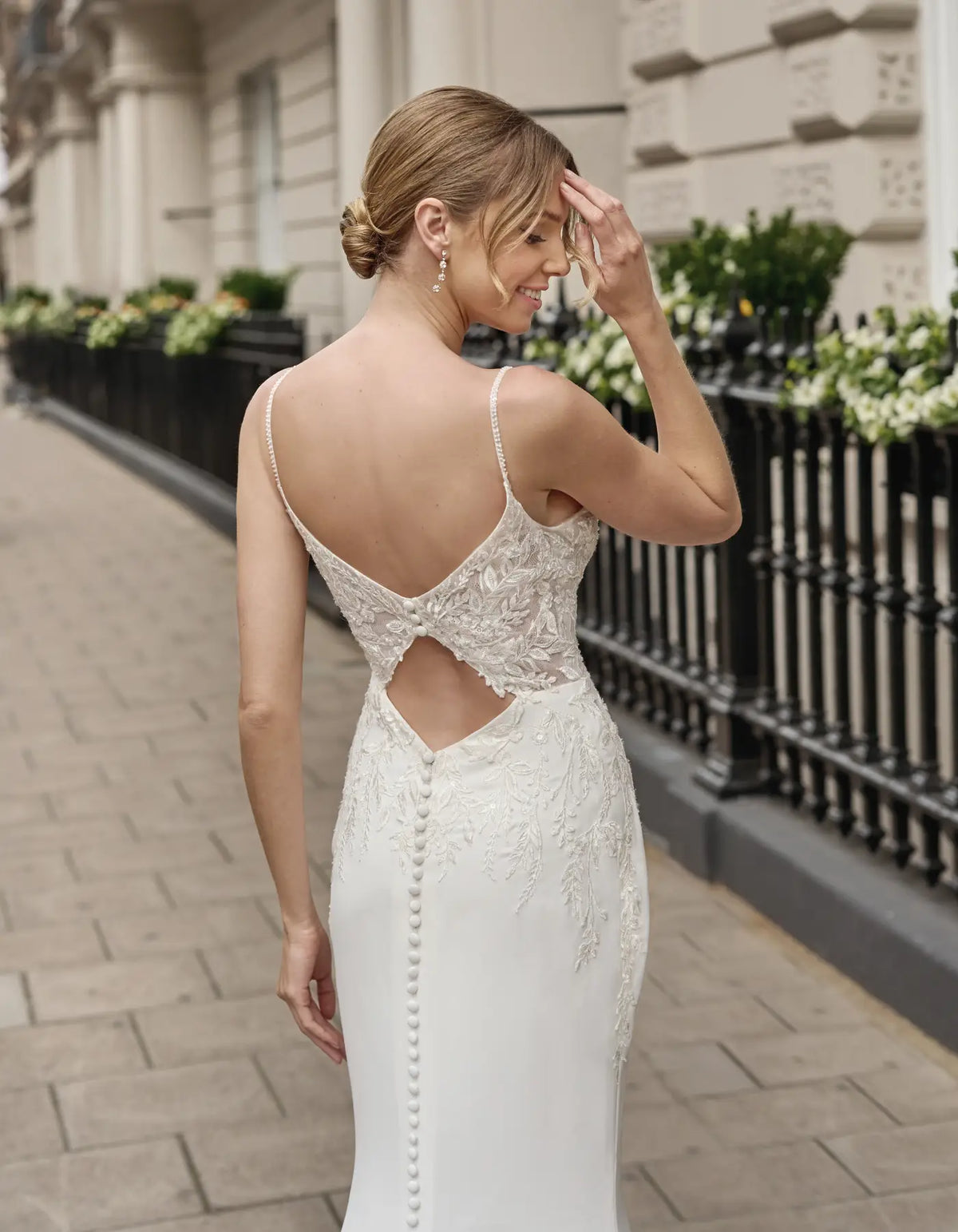 a and gown with keyhole back