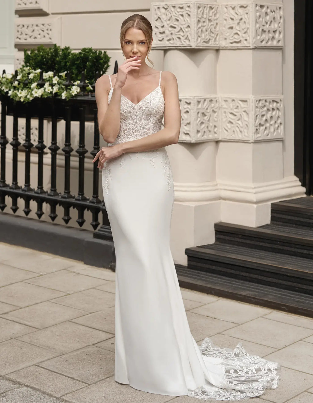 a and gown with keyhole back