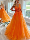 Cut Out Dress Engagement Sweep / Brush Train Sleeveless V Neck Backless V Back with Appliques