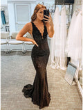 Sheath/Column Rhinestone V-neck Sleeveless Sweep/Brush Train Dresses