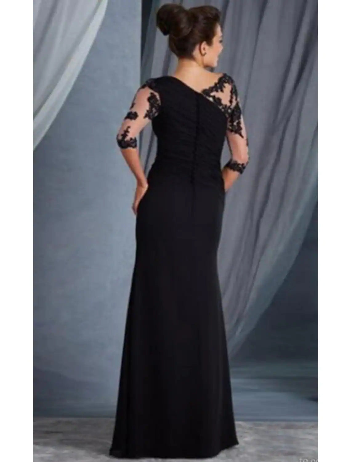 Evening Gown Elegant Dress Wedding Guest Floor Length Half Sleeve Appliques