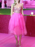 Homecoming Dresses Celebrity Style Dress Holiday Tea Length Sleeveless Spaghetti Strap