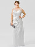 Mother of the Bride Dress Classic Timeless Elegant Luxurious Plus Size Floor Length Sleeveless No with Pleats Crystals