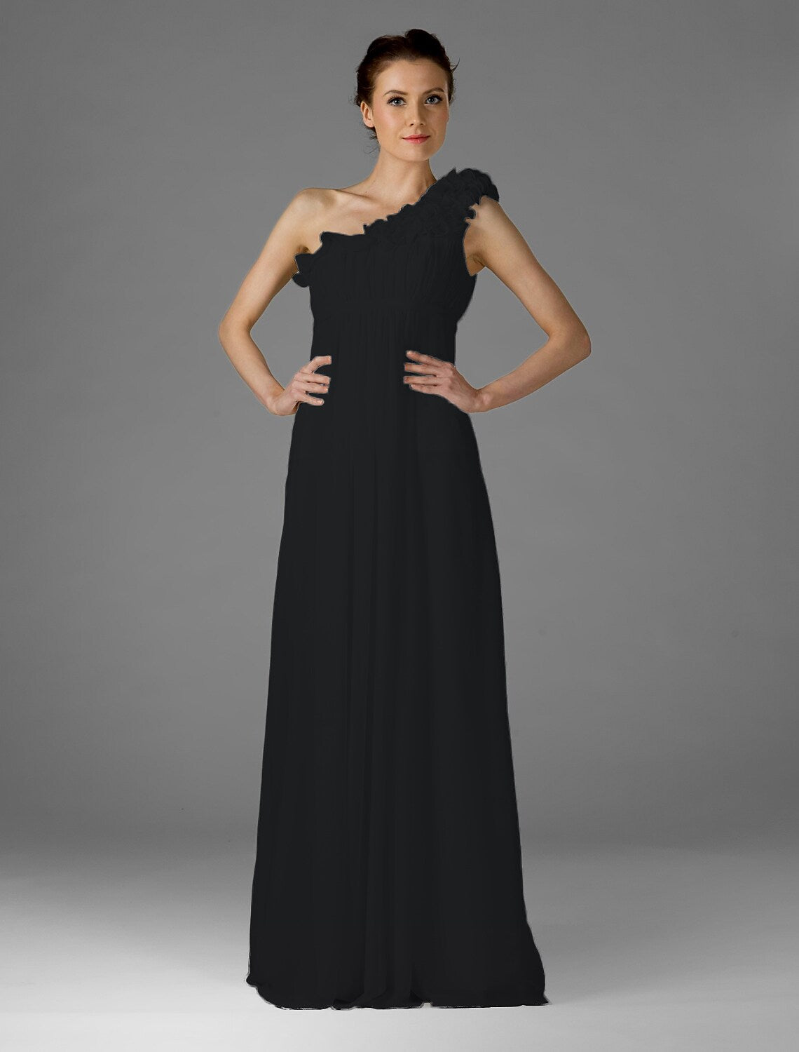 Bridesmaid Dress One Shoulder Sleeveless Elegant Floor Length