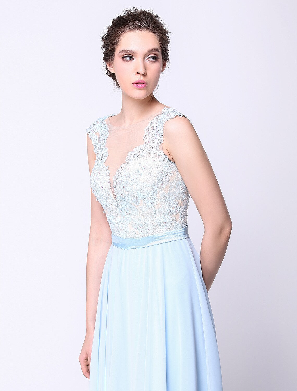 Open Back Dress Holiday Floor Length Sleeveless Beading Appliques