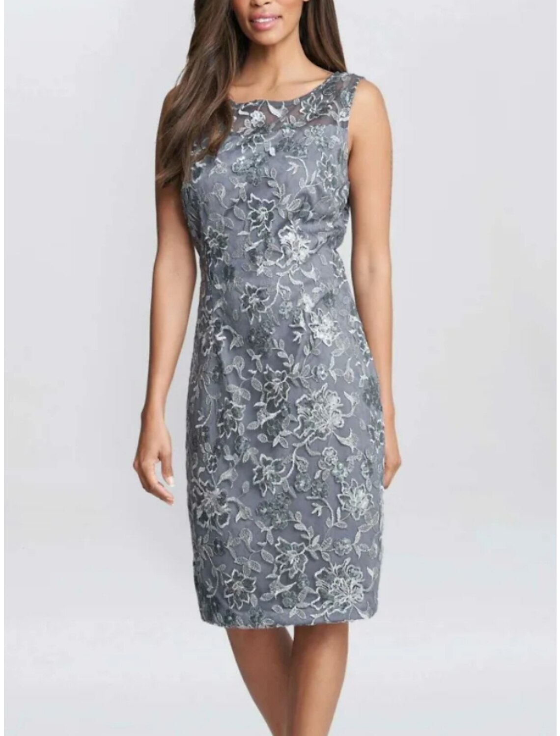Two Piece Mother of the Bride Dress Wedding Guest Elegant Petite Scoop Neck Knee Length Long Sleeve with Ruching Solid Color