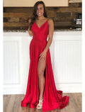 Sleeveless Court Train Prom Dress With Pleated Split