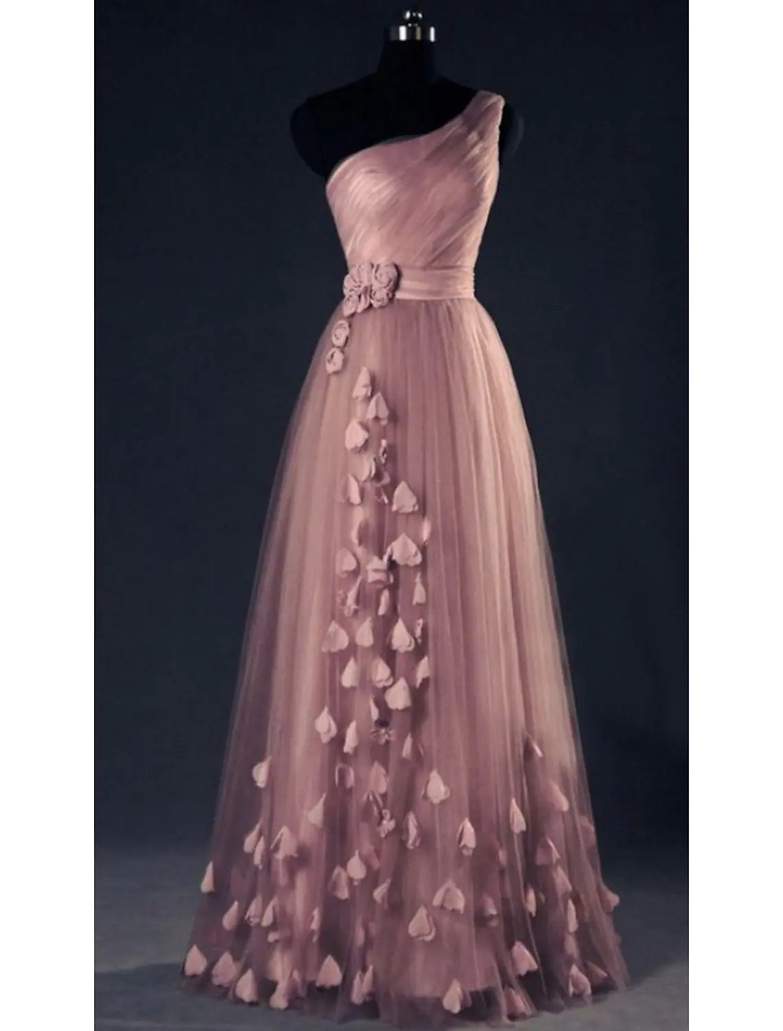 Wedding Floor Length Sleeveless One Shoulder with Appliques