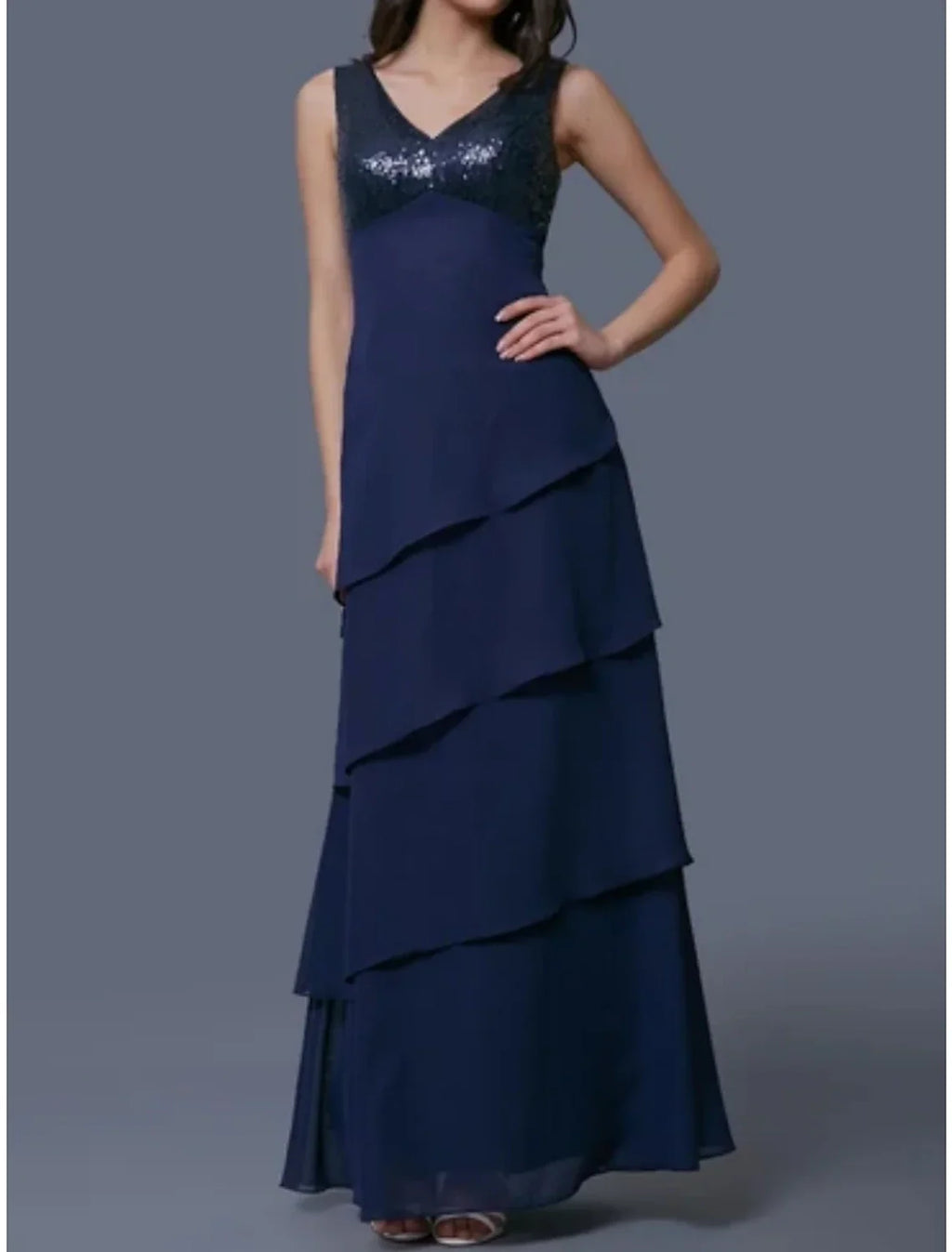 Sheath / Column Mother of the Bride Dress Wedding Guest Elegant Scoop Neck Ankle Length Half Sleeve with Tier