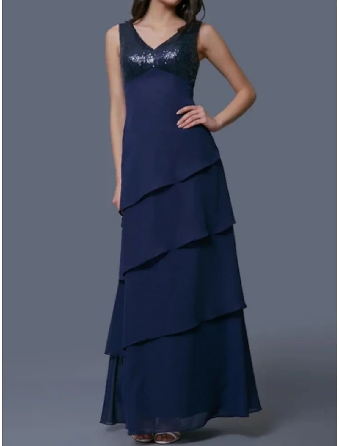 Sheath / Column Mother of the Bride Dress Wedding Guest Elegant Scoop Neck Ankle Length Half Sleeve with Tier