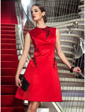Christmas Homecoming Knee Length Sleeveless Jewel Neck with Beading Appliques